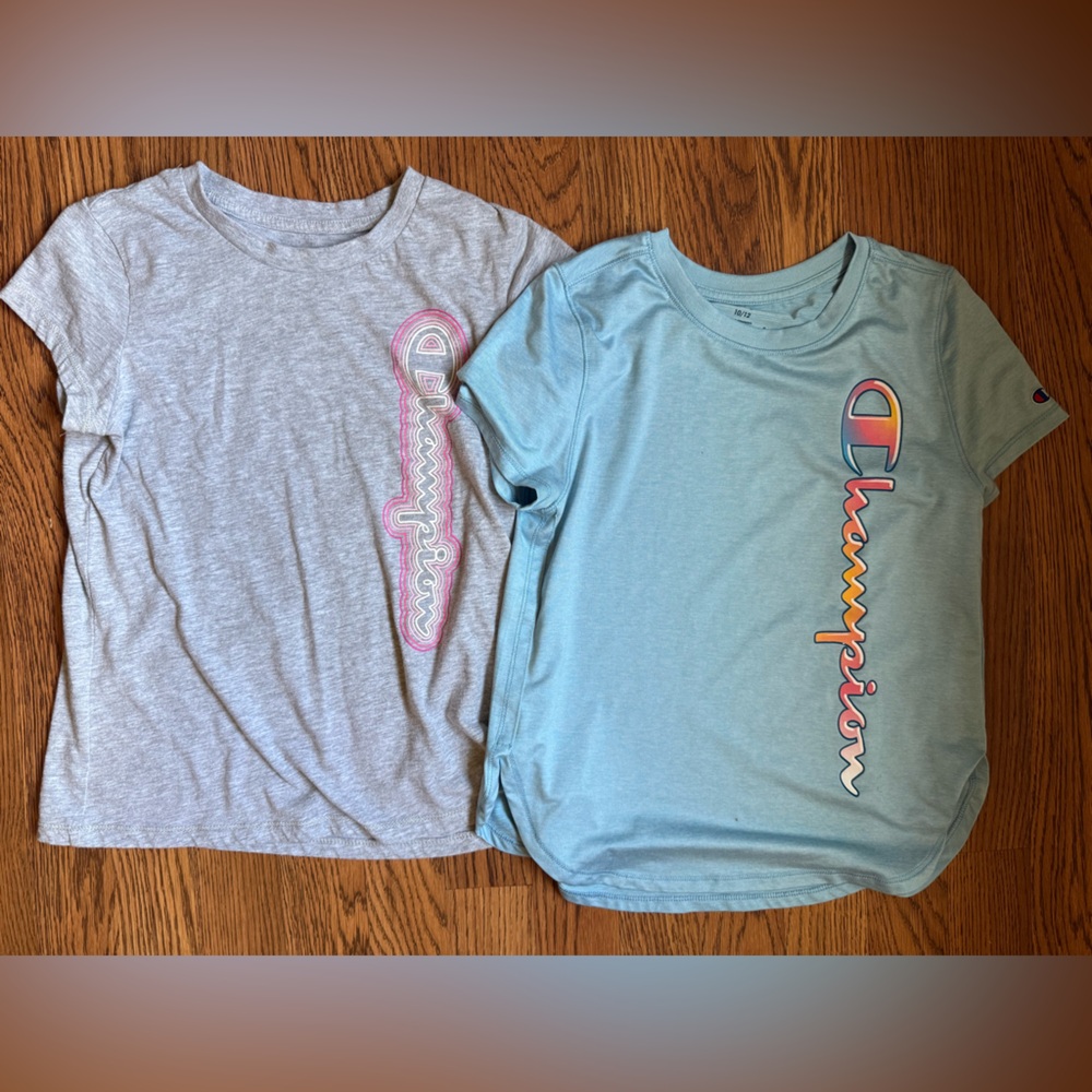 Champion Girls' Short Sleeve Logo Tee - set of two size large